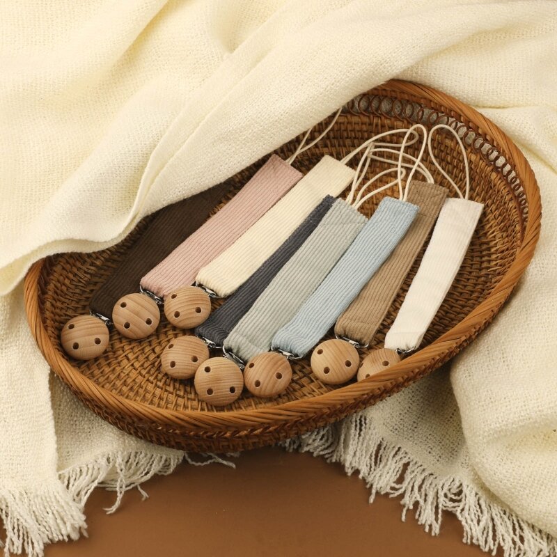 Soft & Safe Baby Pacifier Clip Chain Corduroy Newborn Pacifier Holder Trendy Baby Boys Girls Pacifier Clip Chain Gift