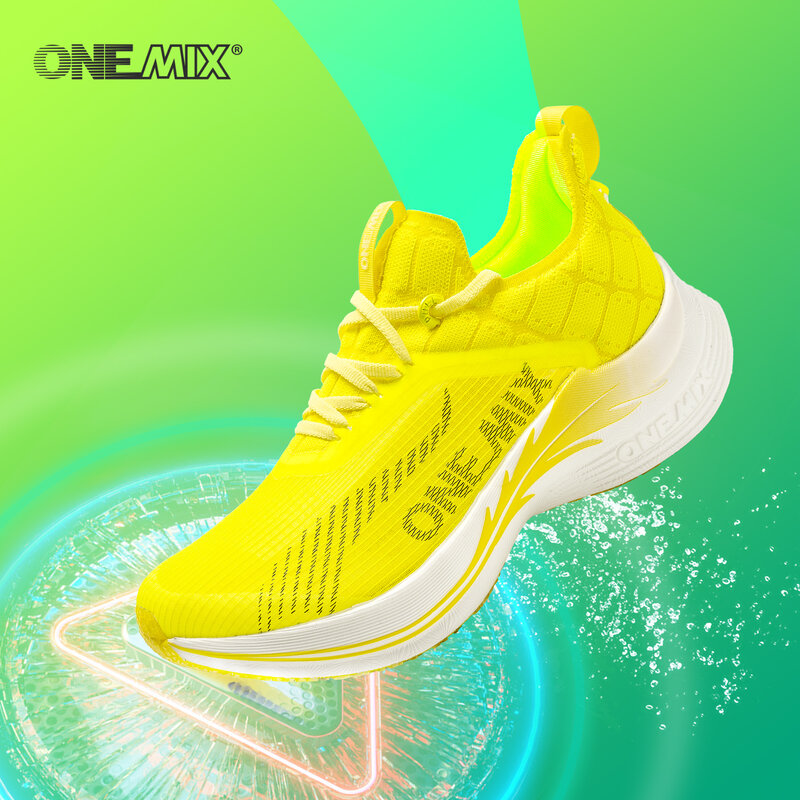 ONEMIX sepatu lari serat karbon, sepatu sneaker latihan olahraga balap PB maraton profesional menyerap guncangan