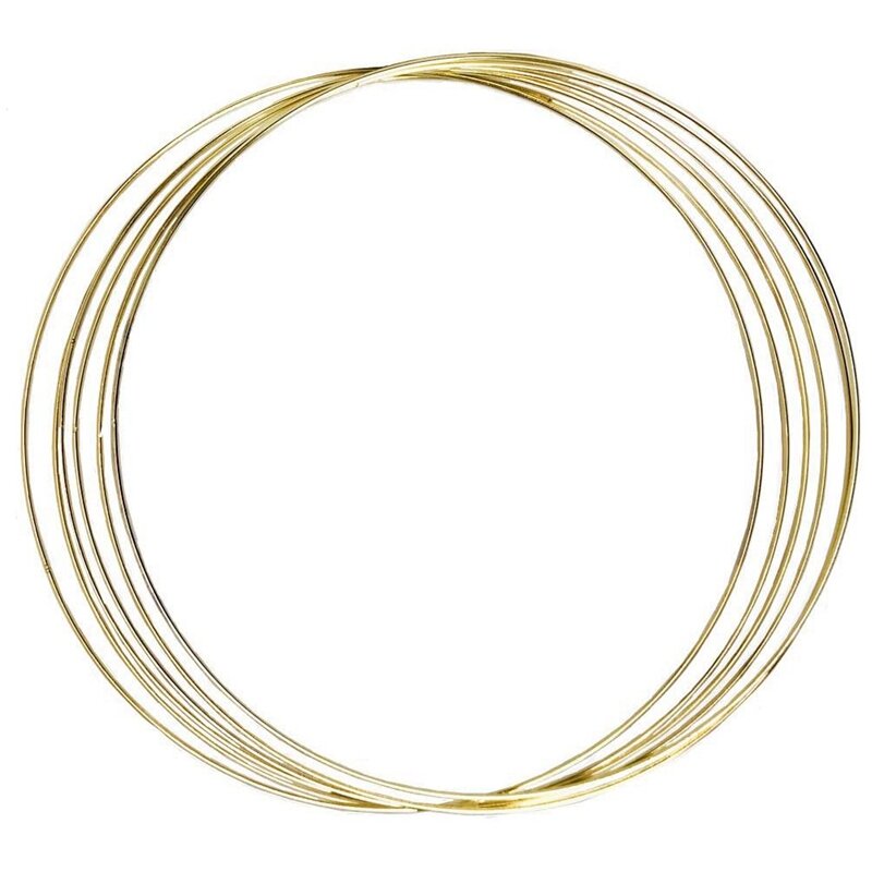 Lingkaran bunga logam Hoop Macrame cincin untuk hiasan dinding kerajinan Hoop dan DIY karangan bunga pernikahan decor-lingkaran cincin emas 6 buah