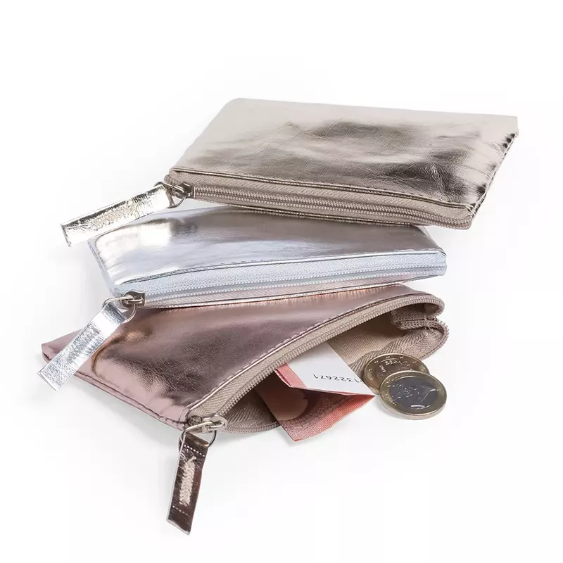 Mini portafoglio in pelle PU portamonete portachiavi portachiavi tasca portaoggetti cerniera trasparente portamonete sottile portatile impermeabile