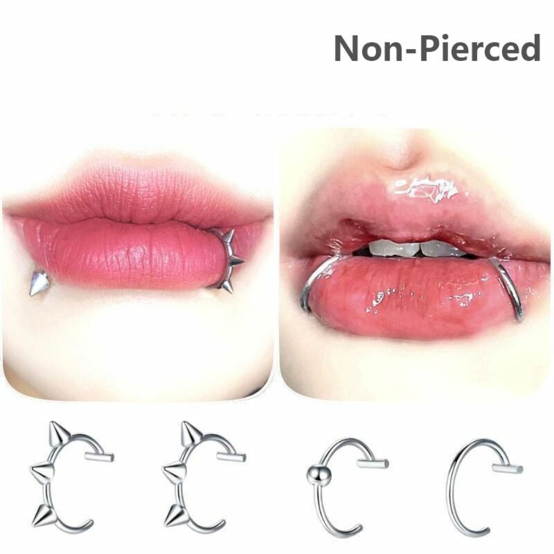 1PC Stainless Steel Fake Nose Ring Cool Non-Pierced Hip Hop Hoop Septum Rings C Clip Lip Ring
