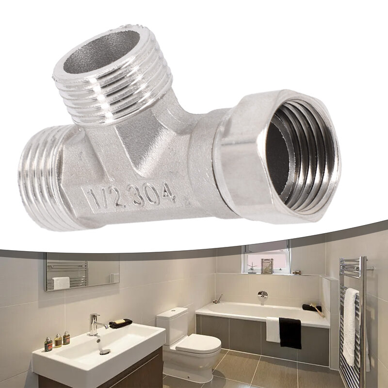 Stylish and Durable T Adapter 3 Way Valve Premium Safety Features  Long lasting Stainless Steel  Ideal for Bathroom  Toilet