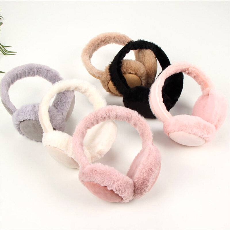 1PC Soft Warmer Ear Muffs Winter Plush Warm Earmuffs Women Men Foldable Solid Color Earflap Outdoor Cold Protection Ear Cover