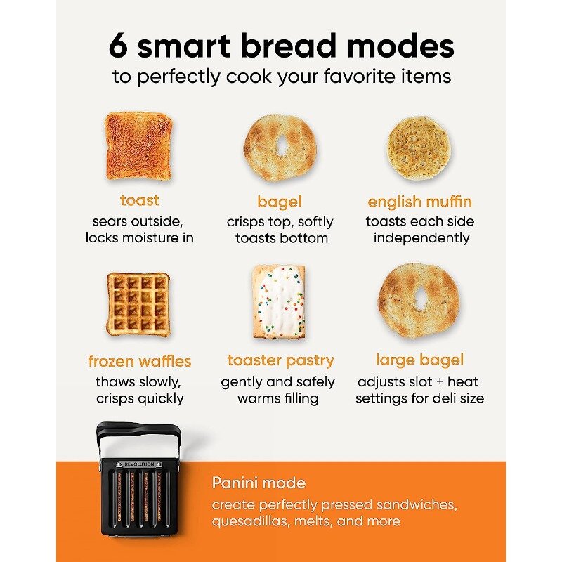 Revolution r180b Hochgeschwindigkeits-Touchscreen-Toaster, intelligenter Toaster mit patentierter Instaglo-Technologie und Revolution Toastie Panini-Presse