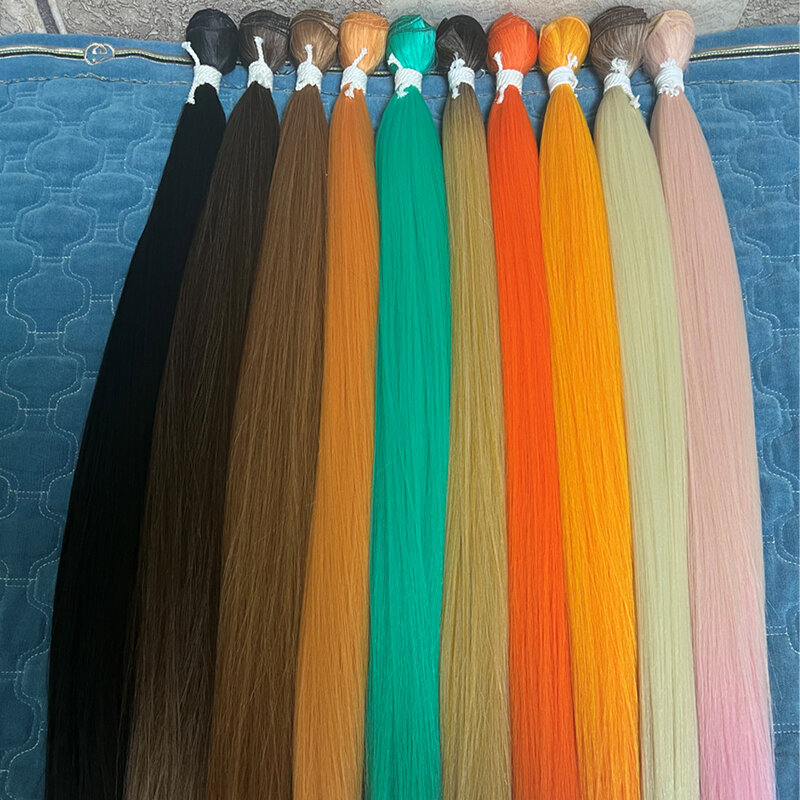 Fascio di capelli lisci estensione dei capelli in tessuto sintetico Super lungo capelli lisci Yaki finti tessitura colore arancione pieno per finire YunRong