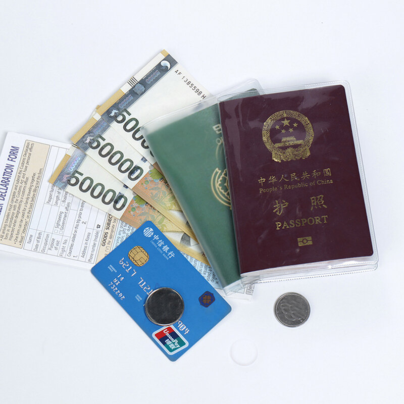 1pc da viaggio impermeabile porta passaporto sporco portafoglio porta carte d'identità in PVC trasparente porta carte di credito aziendale
