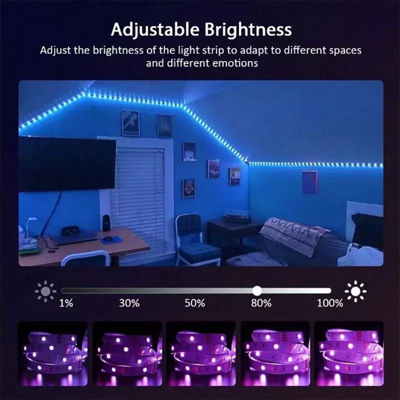 WIFI LED Strip Lights controllo APP luci che cambiano colore 5050 RGB Bluetooth USB flessibile LED Lamp Tape Ribbon per la decorazione della stanza