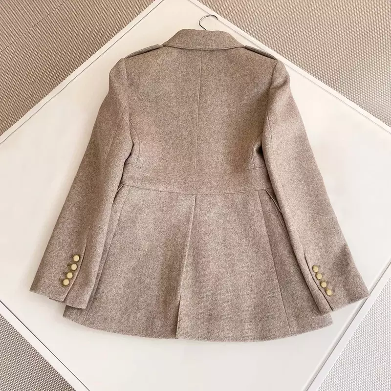 NIGO Women's Fashion Cashmere Solid Pocket Single Breasted Long Sleeve Coat Beige Grey Cashmere Lapel Blazer Jacket #nigo6829
