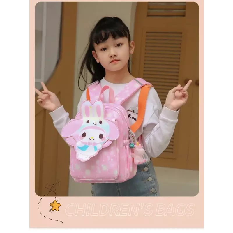 Mochila escolar Sanrio Meilti para estudiantes, bonita mochila con estampado de dibujos animados, impermeable, gran capacidad para niños