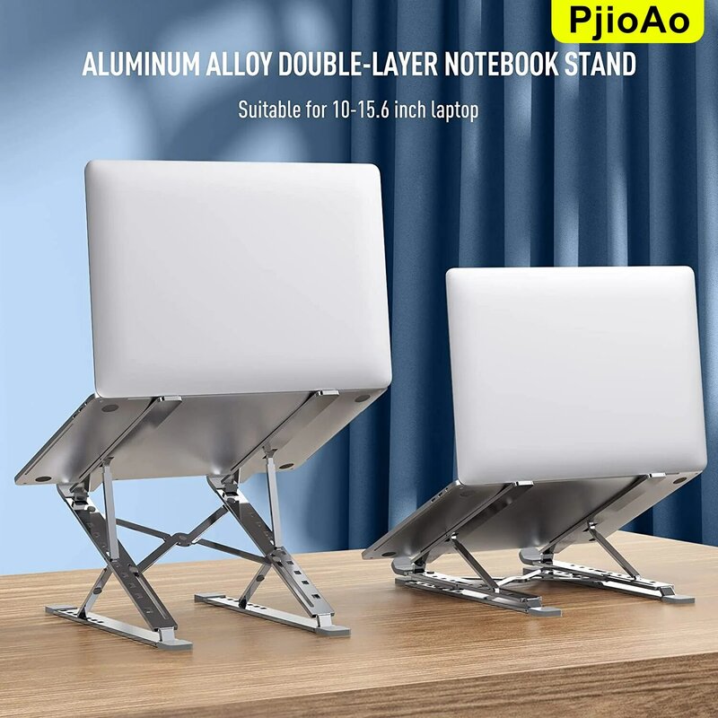 PjioAo-Soporte de doble capa para ordenador portátil, Material de aleación de aluminio ajustable con múltiples ángulos, adecuado para Notebook de 13-15,6 pulgadas