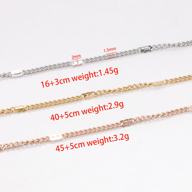 5Pcs 304 Stainless Steel 1.5mm Wide Wave Chain 16cm 40cm 45cm Long Chain Necklace