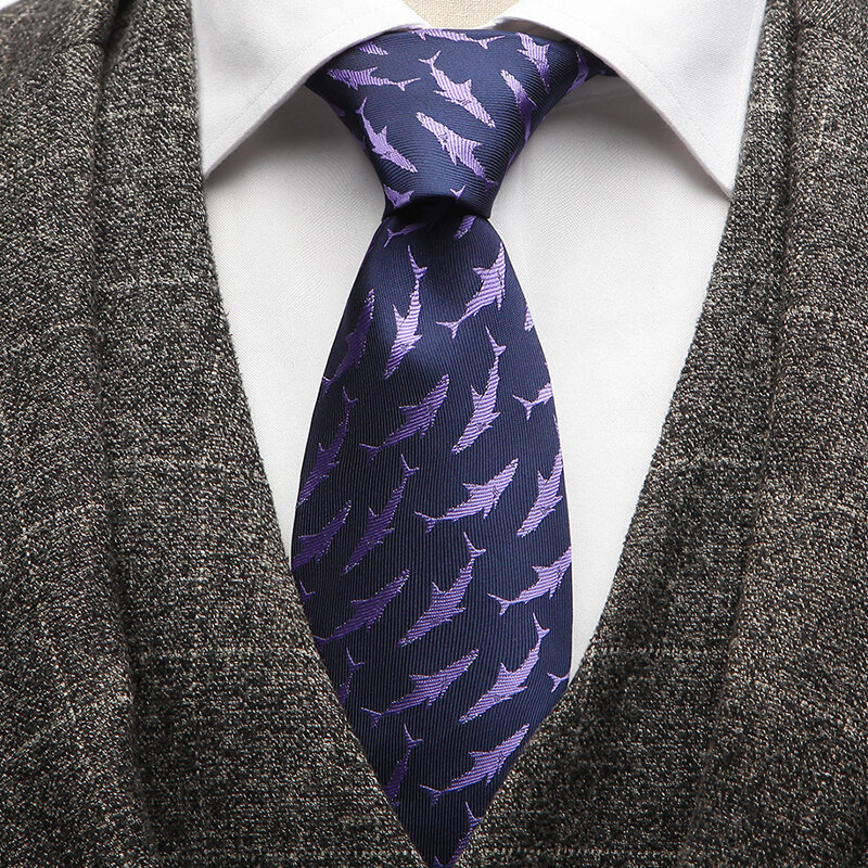 Modne, designerskie krawaty w kratkę w paski z mikrofibry, zwierzęce krawaty, moda męska impreza ślubna, krawat prezenty dla mężczyzn