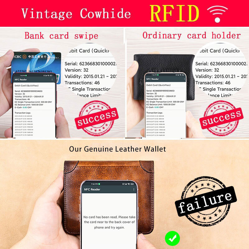 Nuovi portafogli Rfid in vera pelle di alta qualità per uomo Vintage sottile corto multifunzionale porta carte di credito porta carte di credito borsa moda denaro