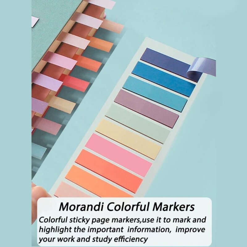 Y1UB 1200 시트 Morandi 형광 색인 탭 학생용 직사각형 스티커 메모