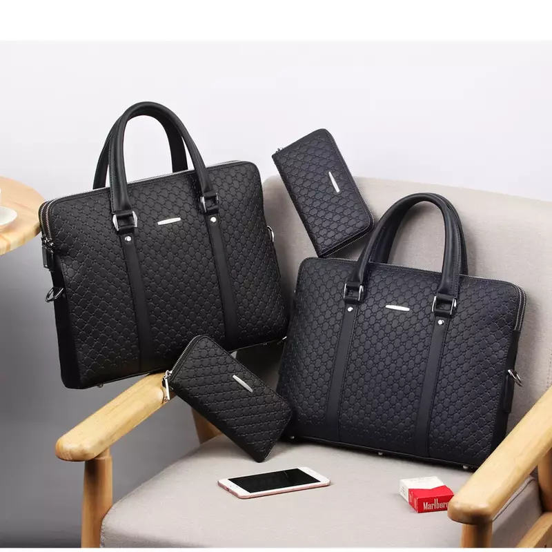 Двухслойный Кожаный деловой портфель для мужчин, повседневная сумка-мессенджер на ремне, дорожный портфель для ноутбука