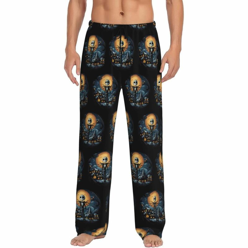 Individuell bedrucken Sie den Albtraum vor Weihnachten Pyjama hose für Männer Tim Burton Schlaf Nachtwäsche Hosen mit Taschen