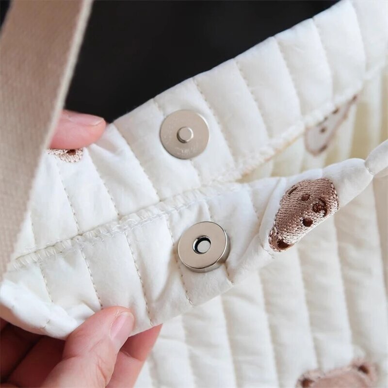 Personalized Custom Cute Bear Multifunctional Mother Baby Shoulder Bag, Large Capacity Embroidered Fashionable Travel Gift Bag