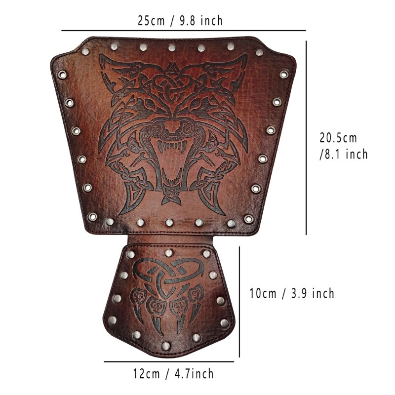 Średniowieczne wytłoczone ochraniacze na ramiona PU skórzane rękawice rycerza Bracer Vintage Arm zbroje nadgarstek kostium na