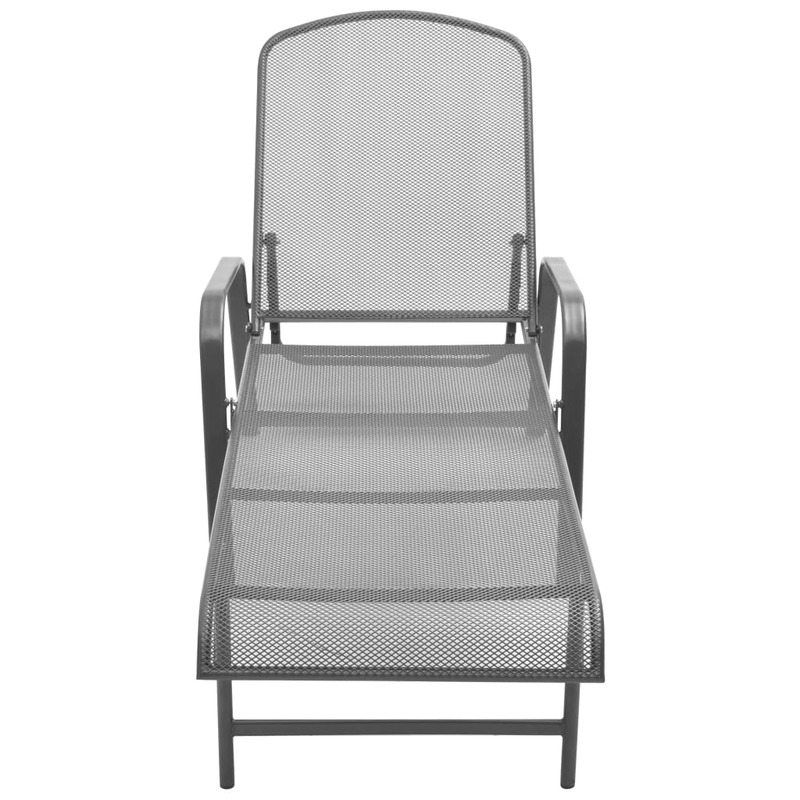 Espreguiçadeira, cadeira reclinável de jardim de aço, mobiliário de pátio antracite 66 x (154-183) x (65-103) cm
