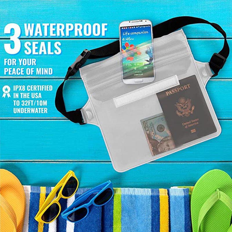1PC Waterproof Waist Bag For Mobile Phone Belt Bag Fanny Pack Drift Diving Natação Praia Acessórios Cintura Strap For Women Men