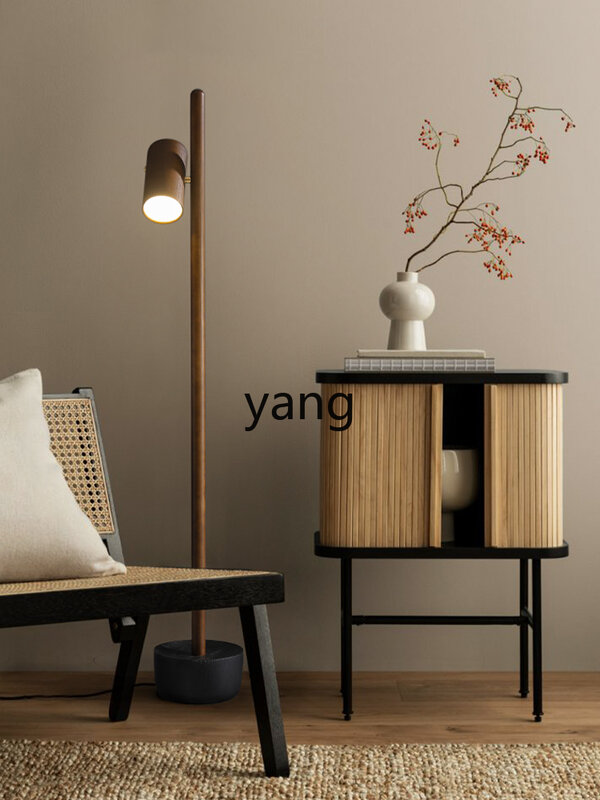 Yjq lampu baca lantai meja, kreatif ruang tamu kamar tidur lampu baca kayu padat sederhana