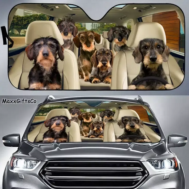 Dachshund سيارة الشمس الظل ، الكلاب الزجاج الأمامي ، الكلاب الأسرة المظلة ، اكسسوارات السيارات الكلب ، تزيين السيارة ، هدية لأبي