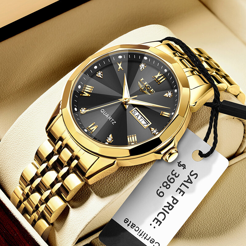 LIGE Top marka luksusowa moda zegarek dla nurka mężczyzn 30ATM wodoodporny zegar randkowy zegarki sportowe męskie kwarcowy zegarek na rękę