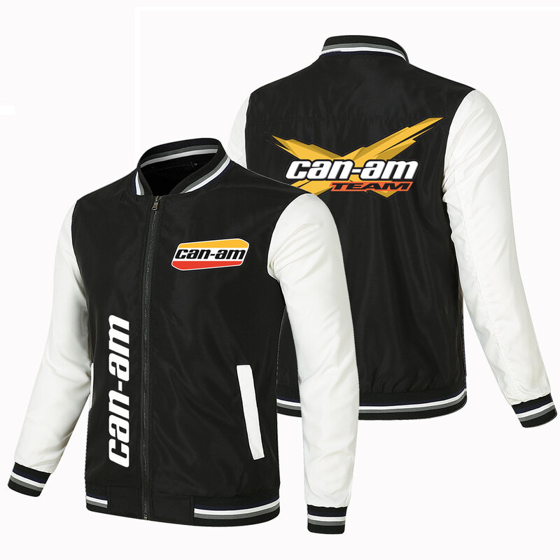 Motocicleta masculina logotipo jaqueta com zíper, primavera e outono, esportes ao ar livre japoneses, montanhismo fino moda corrida, Can-am