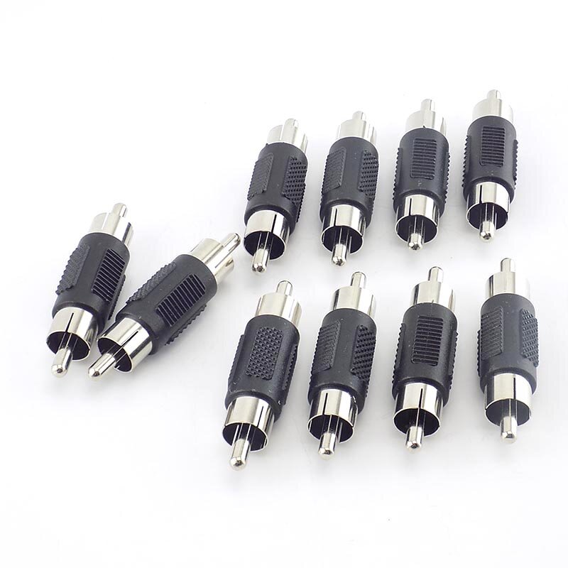 2pcs RCA Male to RCA Male Plug Couplers Adapter AV Audio Video Plug Jack Extension Cable Connectors for Camera CCTV Accessories