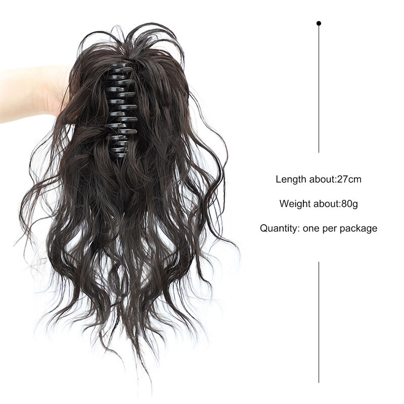 WTB Wig Ponytail sintetis kepang wanita, klip ambil pendek halus keriting ekor kuda cocok untuk pakaian sehari-hari Wig