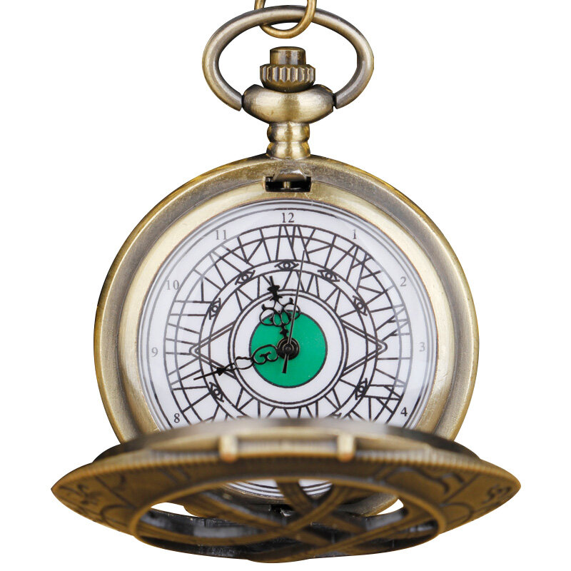 男性と女性のためのヴィンテージブロンズ懐中時計,緑のパターン,透かし彫りのデザイン,ギフト,xh3051,新しいコレクション2023