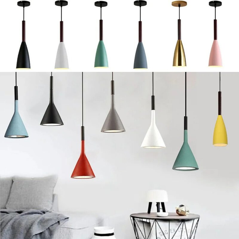 Luces colgantes nórdicas modernas, lámparas colgantes minimalistas Multicolor, Bombilla Edison E27 de 3 cabezales para cocina, comedor y dormitorio