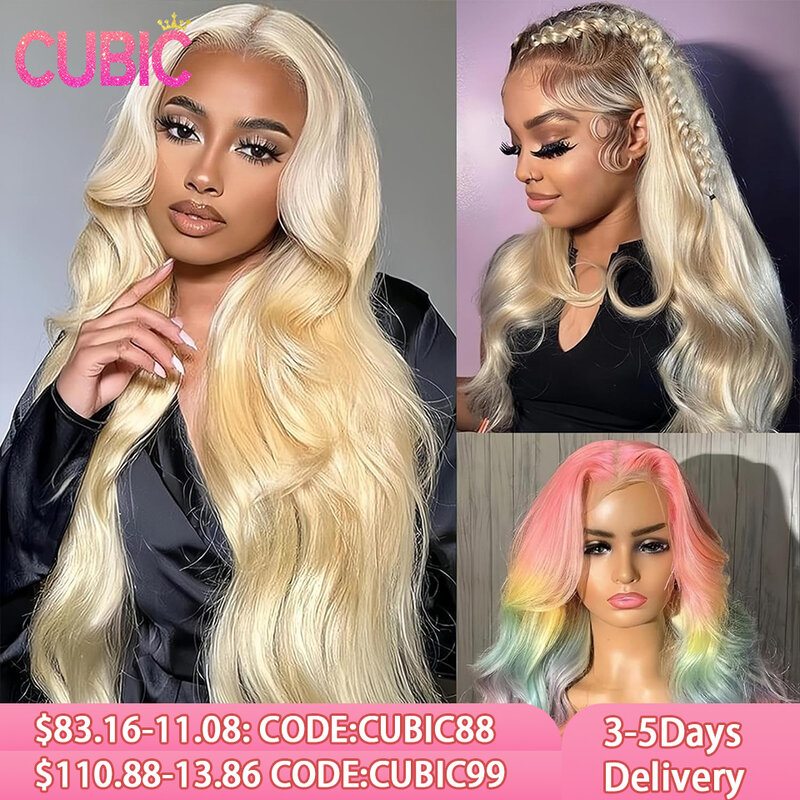 CUBIC 613 Blonde Lace Front Wig Human Hair 13x4 Body Wave Blonde Lace front Wigs Human Hair Pre Plucked With Baby Hair 613 HD
