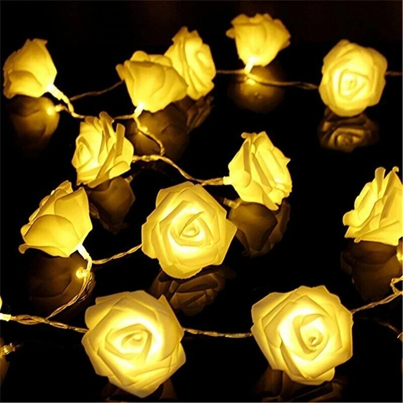 20 Leds Rose Flower Festoon LED Lights String Lights Christmas Indoor Decorations For Home Valentines Fairy Light