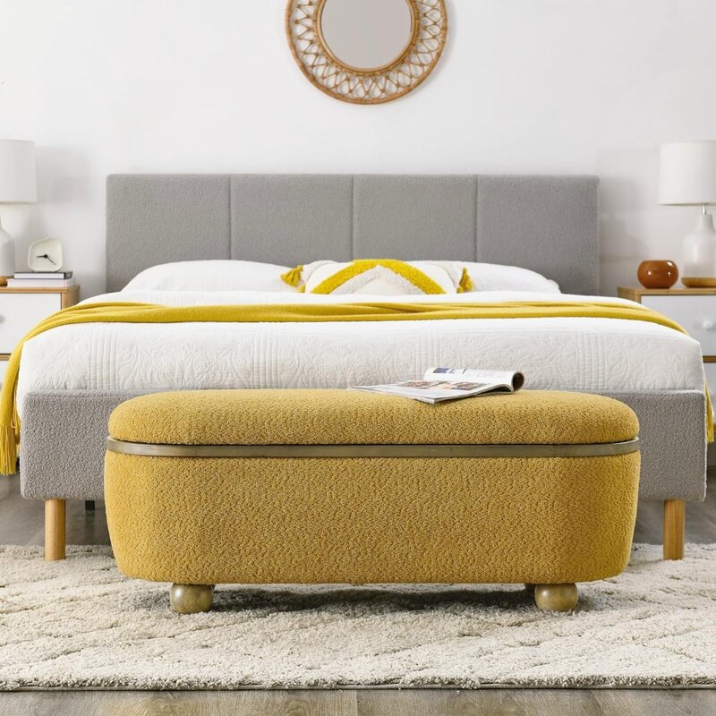 Pasillos para niños, silla y extremos de cama, taburete amarillo para salas de estar, adecuado para bancos de entrada, 43,31 "X 15,75" X 17,52"
