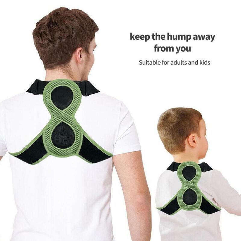 子供と大人のための調節可能な姿勢補正ベルト、8字型、右装具サポート、首、背中、肩、背骨の正しい