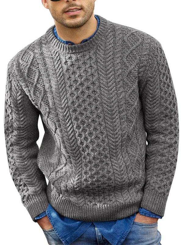 Suéter de tamanho grande masculino, pulôver casual, nova tendência da moda, outono e inverno