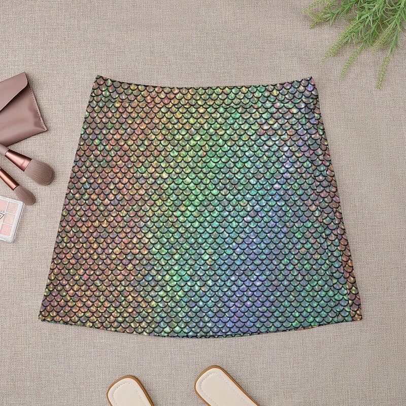 Arco-íris sereia mini-saia para as mulheres, roupas de verão, curto, coreano