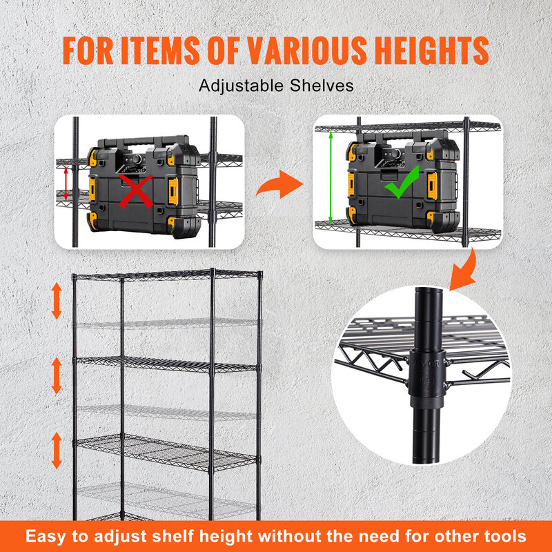 VEVOR 4 Layers Storage Shelf Ladder Shelving Stair High Shelf Unit Bookshelf  For Kitchen Warehouse Commercial Space Racks