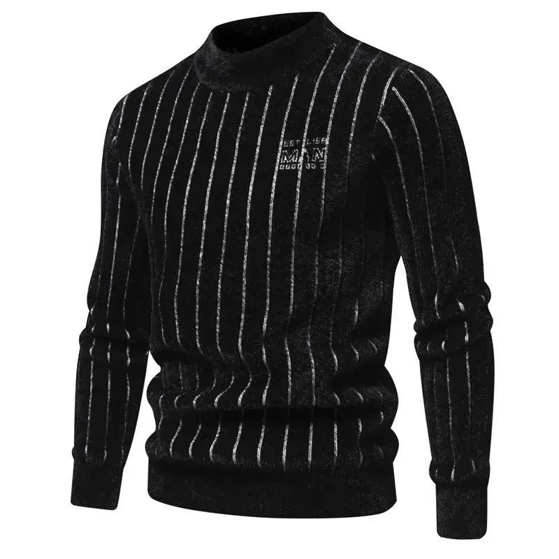 Sweater pria, tren kasual baru Imitasi Mink Sweater lembut dan nyaman mode hangat Sweater rajut pakaian pria