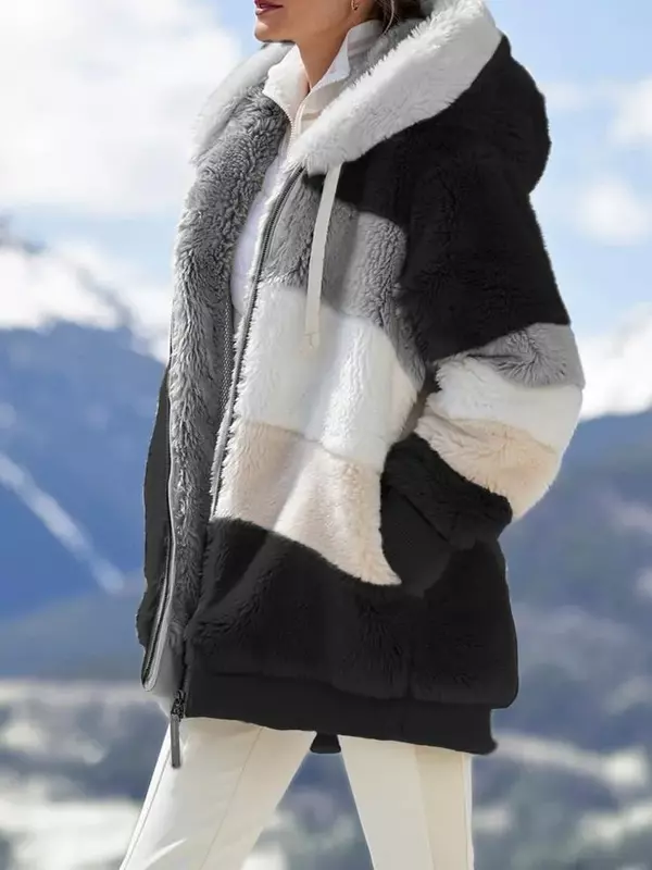 Зимнее модное женское пальто, Новая повседневная женская одежда на молнии с капюшоном, кашемировая Женская куртка, женские пальто в клетку с прострочкой