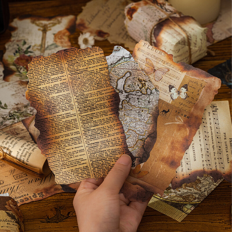 30 Buah Kertas Kerajinan Dekoratif Estetika Kertas Bahan Scrapbooking Jurnal Antik Gaya Retro untuk Jurnal Buku Harian