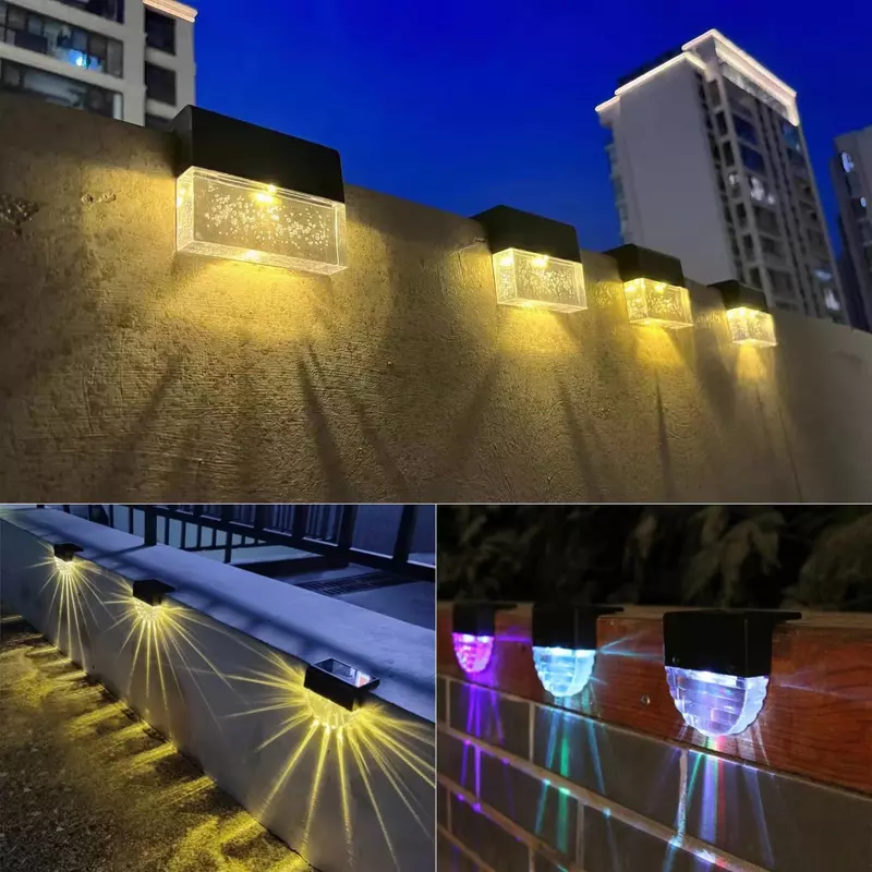 مصباح جداري شمسي LED ، مصابيح حائط خارجية ، مقاومة للماء ، طاقة ، خطوة ، فناء ، ديكور حديقة ، 4 * *