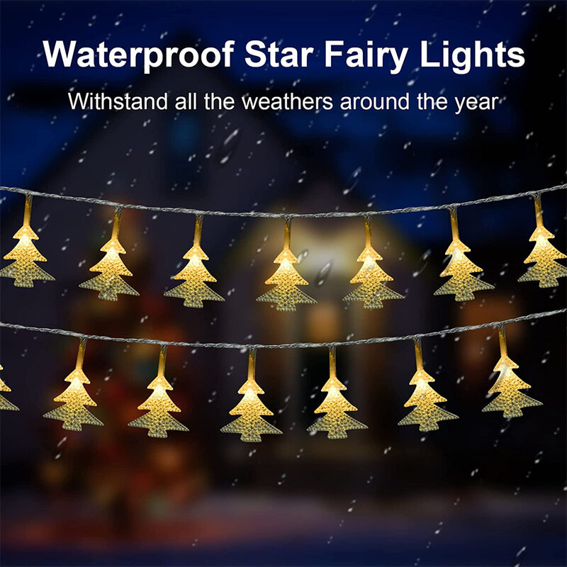Christmas Tree String Lights Garland LED Battery Operated Waterproof Fairy Lights for Party New Year Home Indoor Xmas Decoration