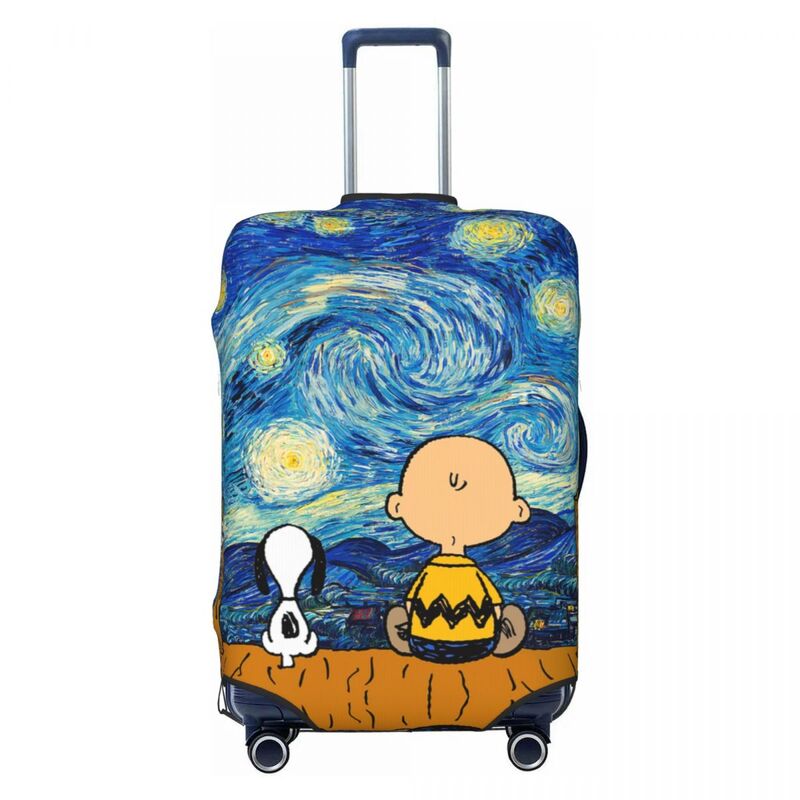 Cubierta de equipaje de Snoopy de dibujos animados personalizados, Fundas protectoras elásticas para maleta de viaje, se adapta a 18-32 pulgadas