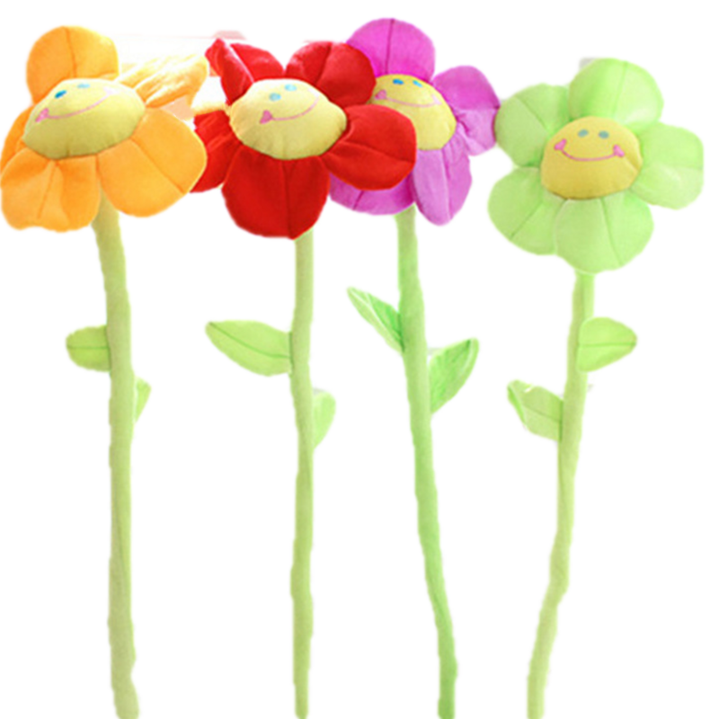 Kartun Boneka Bunga Matahari Mewah dengan Batang Ditekuk Wajah Senyum Boneka Mainan Dekorasi Rumah Anak Perempuan Indah Hadiah Buket Mewah