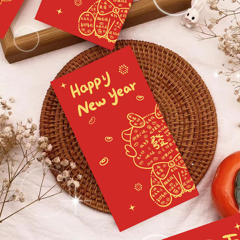 6pcs Cartoon Drachen jahr Hongbao rote Umschläge für 2024 Neujahr Frühlings fest rotes Paket Glücks geld pakete Geschenkt üte
