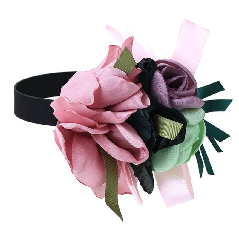 Y166 Kalung Pita Unik Choker Bunga 3D Kalung Choker Bunga Perhiasan Leher untuk Wanita Anak Perempuan