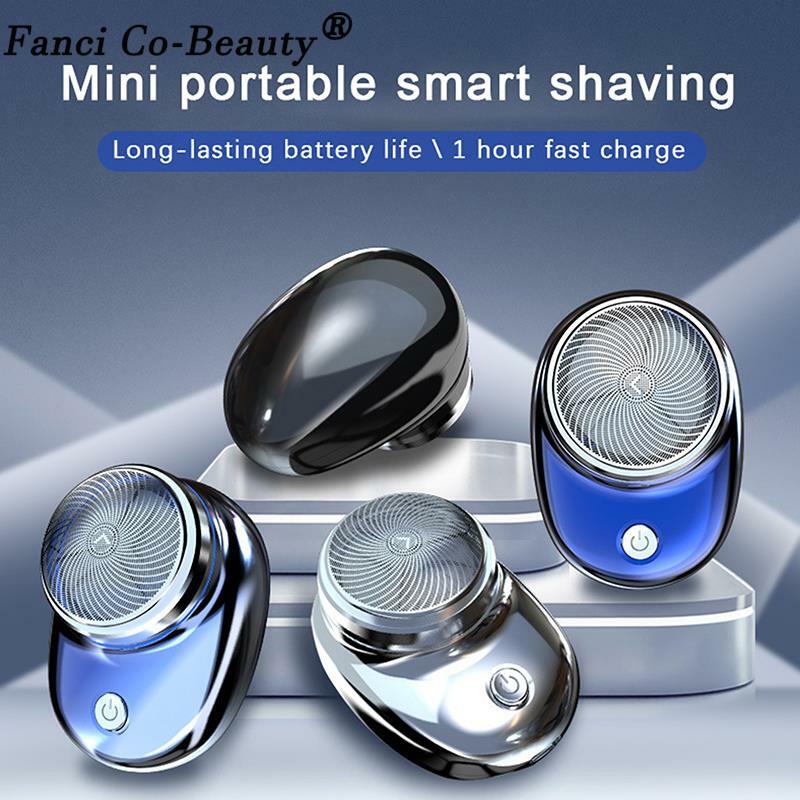 Barbeador elétrico portátil para homens, USB recarregável, mini máquina de barbear, lâmina de viagem, molhado e seco, tipo C carregamento, traje