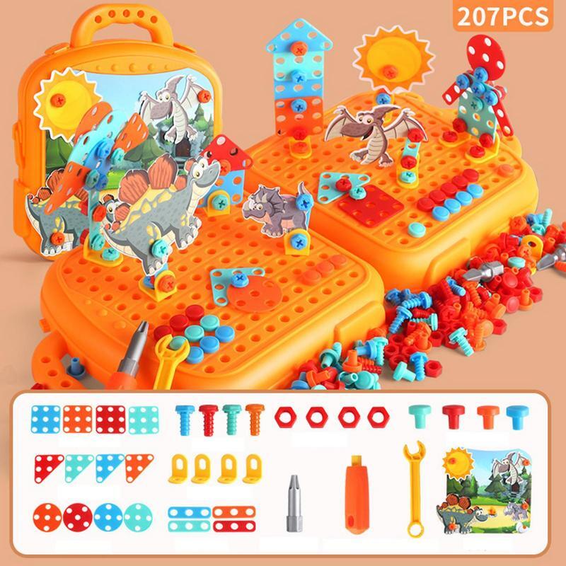 Conjunto de brinquedo do enigma do mosaico broca, Puzzle criativo broca, DIY edifício educacional aprendendo brinquedos, brinquedos STEM